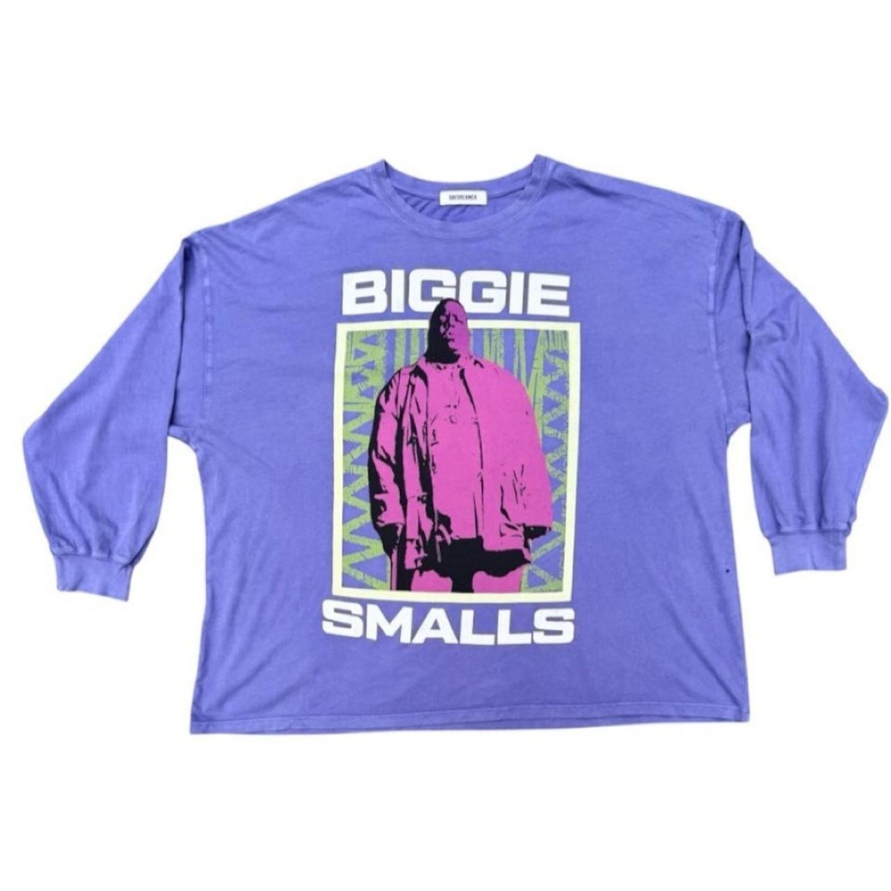 Daydreamer Biggie Smalls Purple Graphic Long Sleeve Tee - Flaw
